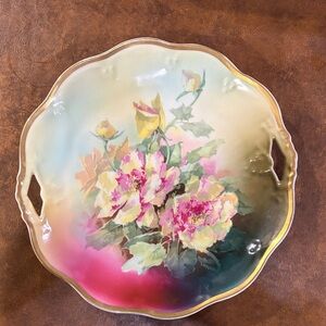 Floral Decorative Plate with Handles